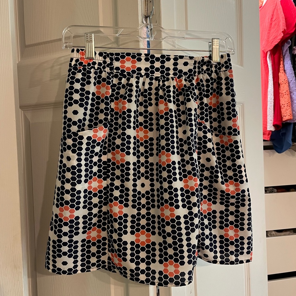 Pink and Blue Patterned Mini Skirt